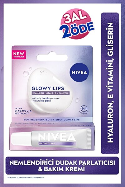 NIVEA Glowy Lips Nemlendirici Dudak Parlatıcısı ve Bakım Kremi 10 ml,Hyaluron...