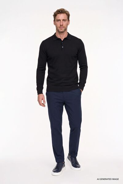 AC&Co / Altınyıldız Classics Pánské námořnické modré Slim Fit elastické klasi...