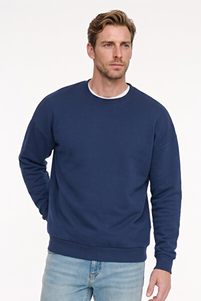 AC&Co / Altınyıldız Classics Erkek Lacivert Oversize Fit Bol Kesim Pamuklu Iç...