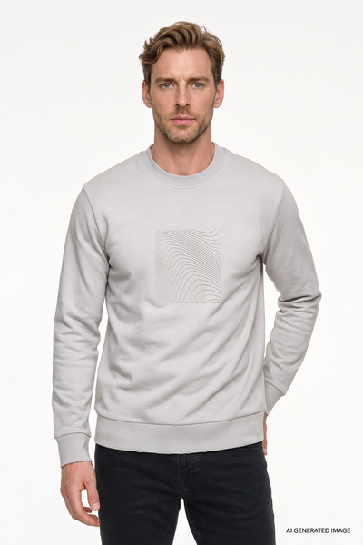 AC&Co / Altınyıldız Classics Men's Stone Cotton Standard Fit Regular Cut Crew...