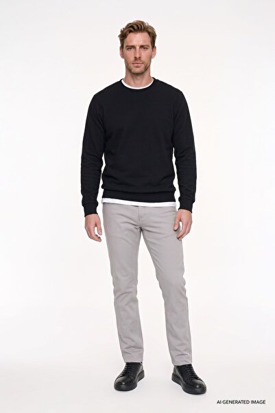 AC&Co / Altınyıldız Classics Men's Black 2 Thread Textured Warm Standard Fit ...