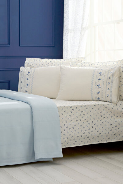 Karaca Home Blossy 100% Cotton Nish Set Double Pique Set Blue