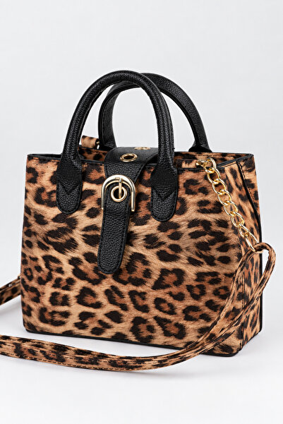 Vivaq Women's Box Leopard Patterned Faux Leather Removable Strap Snap Fastene...