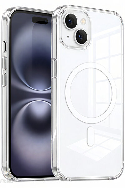Fibaks (Premium Seri Sararmaz) iPhone 15 Kılıf IC Animasyonlu Kristal Şeffaf ...