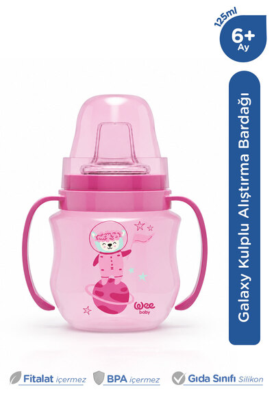 Wee Baby Galaxy Kulplu Alıştırma Bardağı Bebek Suluk 125 Ml 6+ Ay Pembe