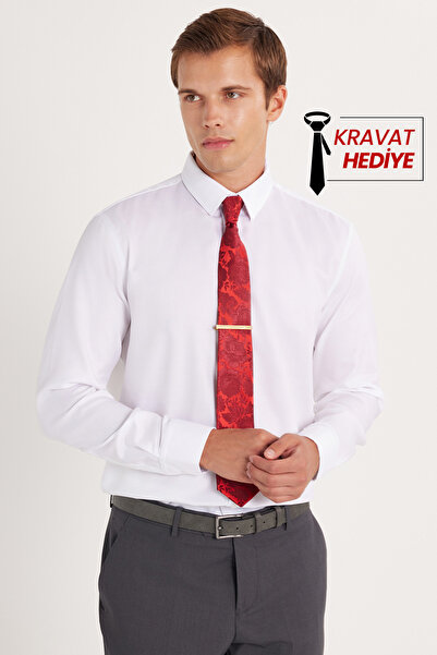 Tudors Πουκάμισο Slim Fit Λευκό, Ατσαλάκωτο, 100% Βαμβάκι, Φιλικό προς το Περ...
