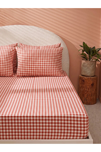 Lorien Kiremit Pöti Square Patterned Elastic Sheet Set - Single/Double/King Size