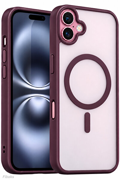 Fibaks iPhone 16 Kılıf Burgonya Mat Renkli Parmak İzi Yapmaz Kamera Çıkıntılı...