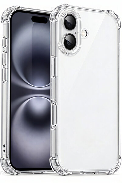 Fibaks iPhone 16 Plus Kılıf Antishock Darbe Emici Kamera Korumalı Yumuşak Esn...