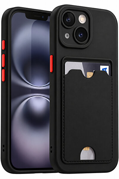 Fibaks iPhone 14 Plus/15 Plus Kılıf Kamera Korumalı Arkası Kartlıklı Cüzdanlı...