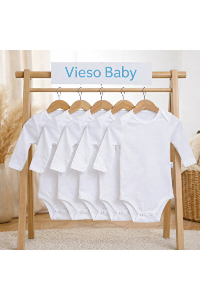 Rany Baby Kids 5 Li Uzun Kollu Çıtçıtlı bebek kız erkek body Zarf Yaka