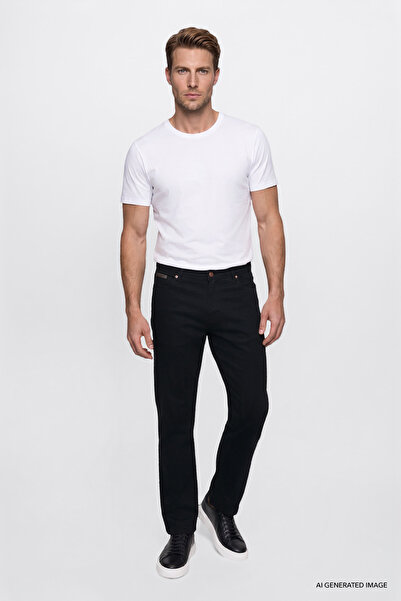 WRANGLER Texas Authentic Straight Fit Normal Bel Esnek Siyah Pantolon