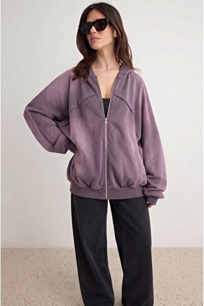 Trendyol Collection Purple Thick Extra Oversize/Wide Cut Hooded Vintage/Faded...