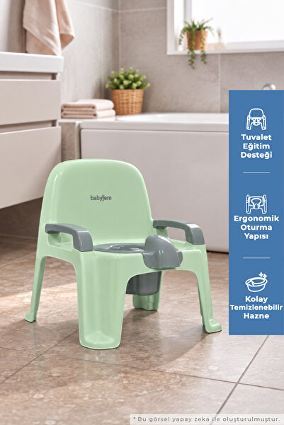 Babyjem Afacan Lazımlık Ergonomik Tuvalet Eğitimi Yardımcısı Soft Yeşil