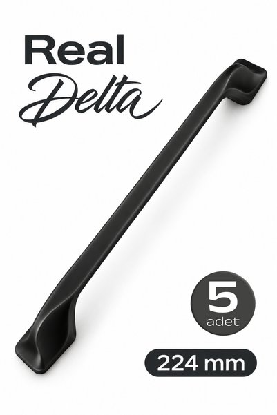 Badem10 (5 Adet) Delta Mat Siyah 224 mm (22,4 cm) Avangart Dolap Çekmece Mobi...