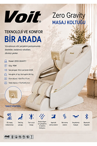 Voit Zero Gravity Masaj Koltuğu 3D Masaj Kumandalı Bluetooth Hoparlörlü MONTA...