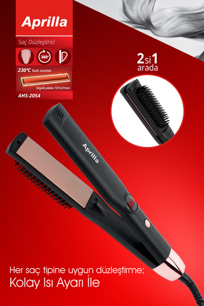Aprilla Ahs-2054 Dijital Göstergeli  2'si 1 Arada Ekstra Fırçalı Saç Düzleşti...
