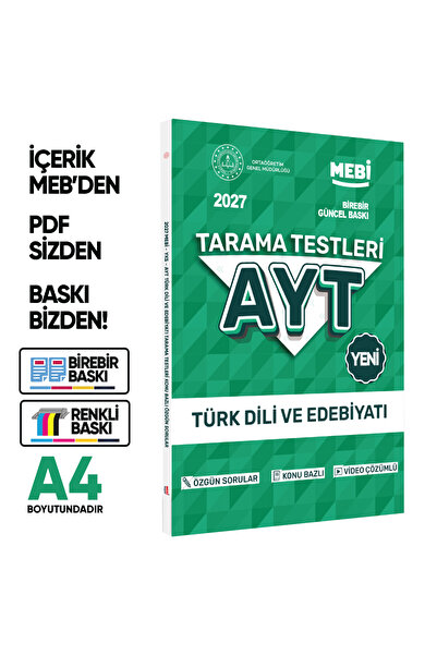 Karakutu Yayınları 2027 YKS-AYT MEBİ-OGM Türk Dili Ve Edebiyatı Özgün Tarama ...