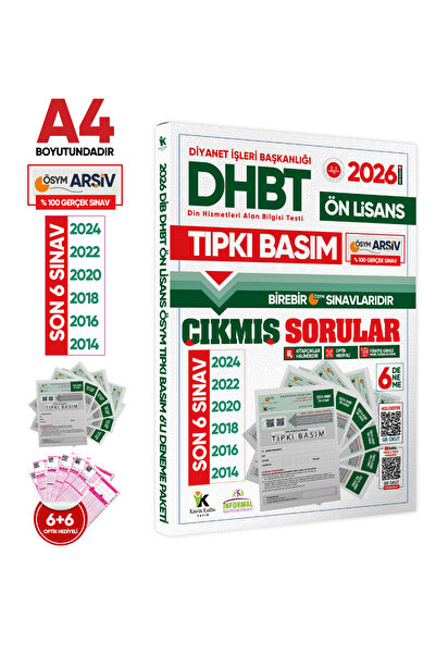 Karakutu Yayınları 2026 KPSS-DHBT Ön Lisans ÖSYM Çıkmış Soru Tıpkı Basım 6lı ...
