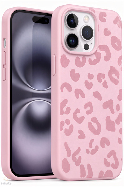 Fibaks iPhone 11 Pro Max Kılıf Pembe Leopar Desenli İnce Yumuşak Silikon