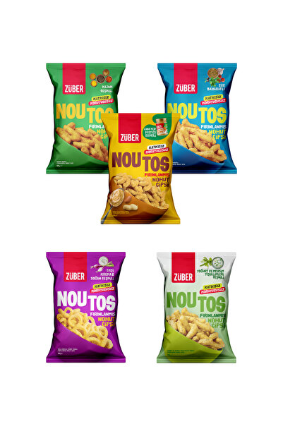 Züber Noutos Karma Atıştırmalık Paketi 55g x 5 Adet (Ege, Kajun, Ekşi Krema, ...