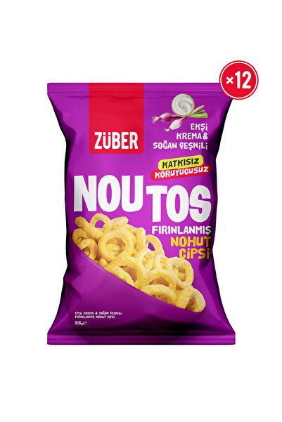 Züber Noutos Ekşi Krema ve Soğan Çeşnili Fırınlanmış Nohut Cipsi 55g x 12 Adet