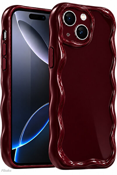 Fibaks iPhone 14 Plus/15 Plus Kılıf Kamera Korumalı Dalga Kenarlı Darbe Emici...