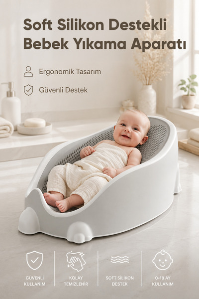 Wumboo Soft Bebek Küveti – Soft Fileli Bebek Besleme Yıkama Banyo Küveti Bebe...