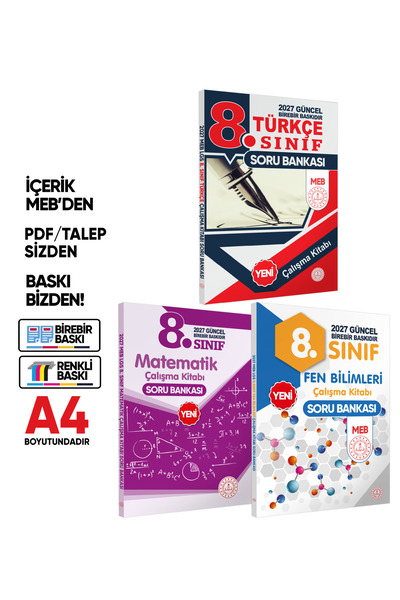 Karakutu Yayınları 2027 8.Sınıf LGS MEB 3lü SET( Matematik-Fen-Türkçe) Soru B...