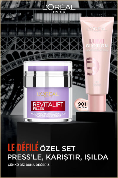 L'Oreal Paris Revitalift Filler Pressed Jar Nemlendirici Krem + Glotion Doğal...