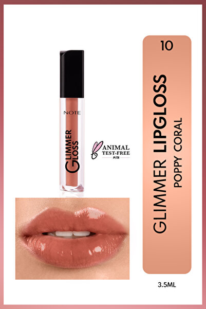 NOTE Glimmer Gloss Işıltılı Nemlendirici Dudak Parlatıcısı - 10 Poppy Coral