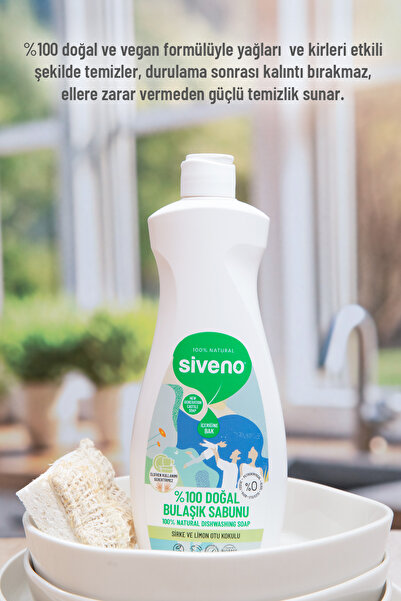 Siveno %100 Doğal Bulaşık Sabunu Bitkisel Elde Bulaşık Sabunu Nemlendirici Vegan 500 ml