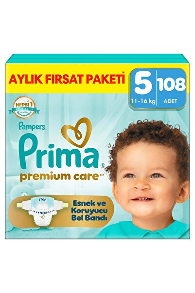 Prima Premium Care Aylık Fırsat Paketi 5 Numara 108 Adet Bebek Bezi