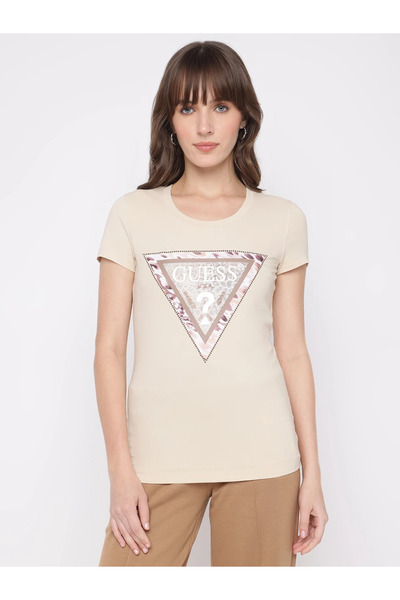 Guess Ss Cn Cheeta Kadın Slim Fit T-Shirt