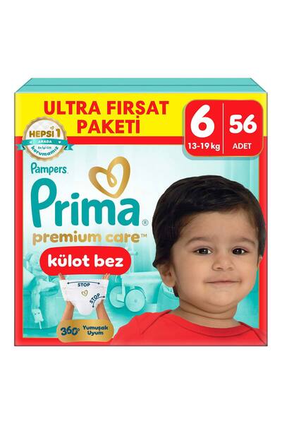 Prima Premium Care Külot Bez Ultra Fırsat Paketi 6 Numara 56 Adet Bebek Bezi