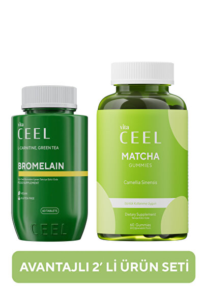 VitaCeel 2'li Bromelain (Ananas Enzimi) 60 Tablet, Matcha Yeşil Çay Gummy