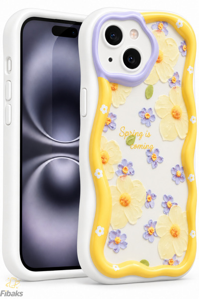 Fibaks iPhone 13/14 Kılıf Tasarımlı Desenli Kamera Korumalı Papatya Çiçek Ren...