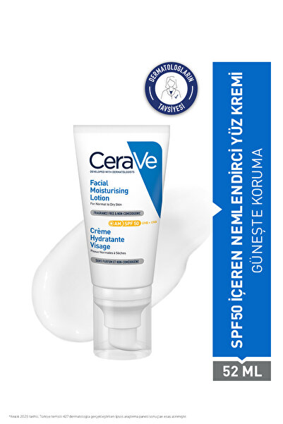 CeraVe Hyalüronik Asit & Niasinamid İçeren SPF50+ Nemlendirici Yüz Kremi 52 ml