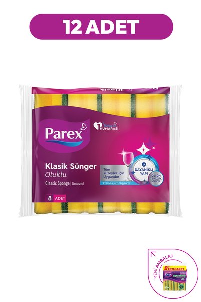 Parex Klasična valovita zelena sunđerka, 8 komada, pakovanje od dvanaest komada