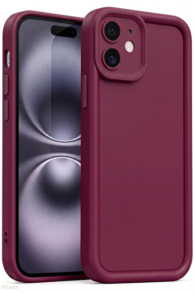 Fibaks iPhone 11 Kılıf Kamera Korumalı Yumuşak Dokulu Renkli Silikon Kapak Bordo