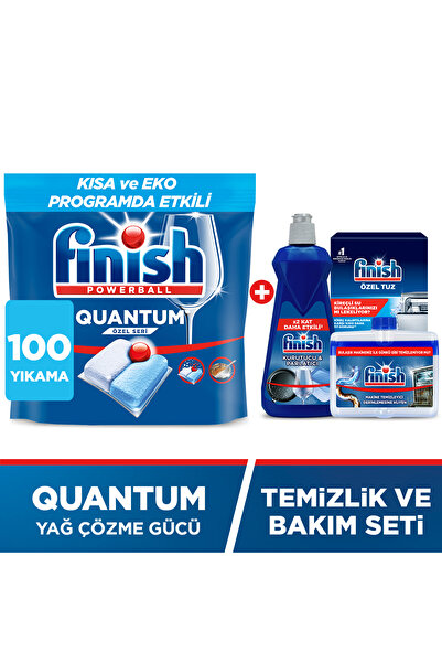 Finish Quantum Özel Seri Bulaşık Makine Deterjanı 100 Adet+Temizlik Bakım Seti