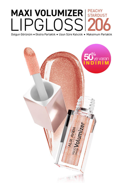Alix Avien Maxivolumizer Lipgloss 206 - Peachy Stardust - Kalıcı ve Nemlendir...