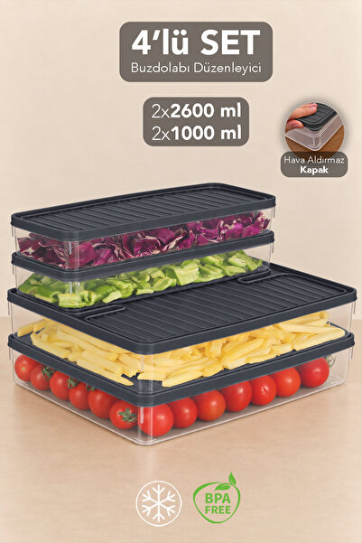 Meleni Home 4-Piece Refrigerator Organizer Set - Freezer Organizer Leak-Proof...