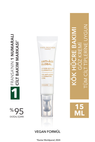 Yves Rocher Göz Kremi-Kafein&E Vitamini-Yaşlanma Karşıtı Bitki Kök Hücre Bakı...
