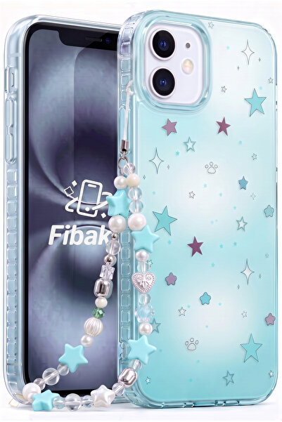 Fibaks iPhone 11 Kılıf Yıldız Desenli Charm Askılı Şeffaf Silikon | İçten Bas...