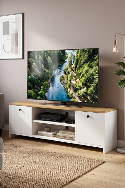 Monte Sehpa CUBE 120 cm TV Ünitesi – Kapaklı ve Raflı Modern TV Sehpası