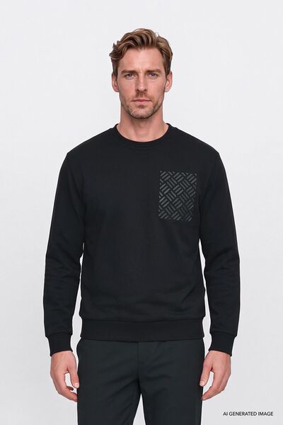ALTINYILDIZ CLASSICS Siyah Erkek Bisiklet Yaka Sweatshirt ACE052271075
