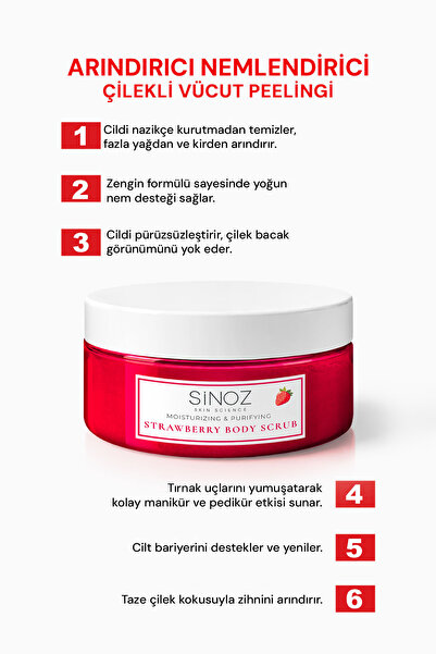 SİNOZ Body Scrub Besleyici Arındırıcı Nemlendirici Çilekli Vücut Peelingi 300 gr