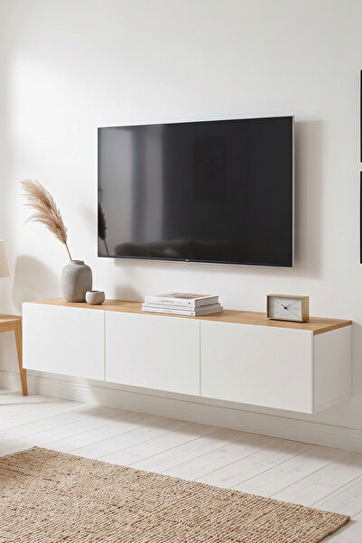 Monte Sehpa Palm 150 cm Duvara Monte TV Sehpası – Kapaklı Modern TV Ünitesi