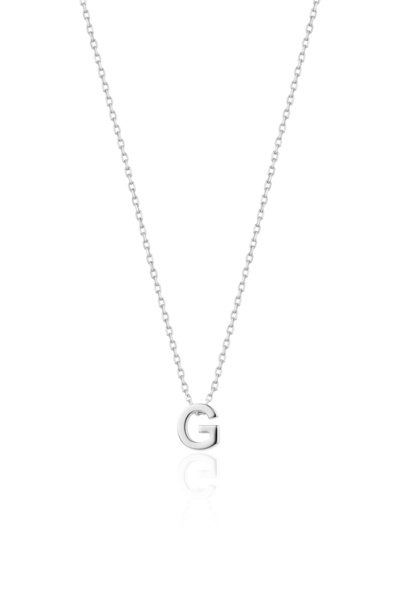 Söğütlü Silver Gümüş Rodyumlu Üç Boyutlu Minimal G Harf Kolye Sgtl11181g